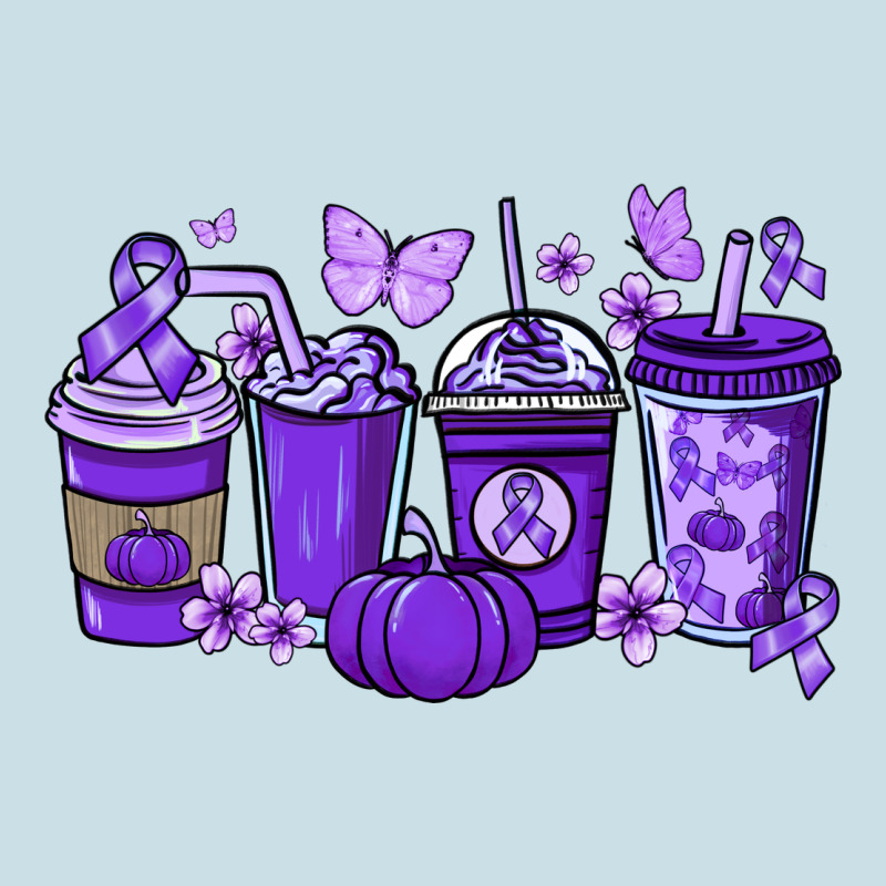 Cancer Coffee Cups Purple Ribbon Ladies Tee by NancyCooperArtShop | Teevron