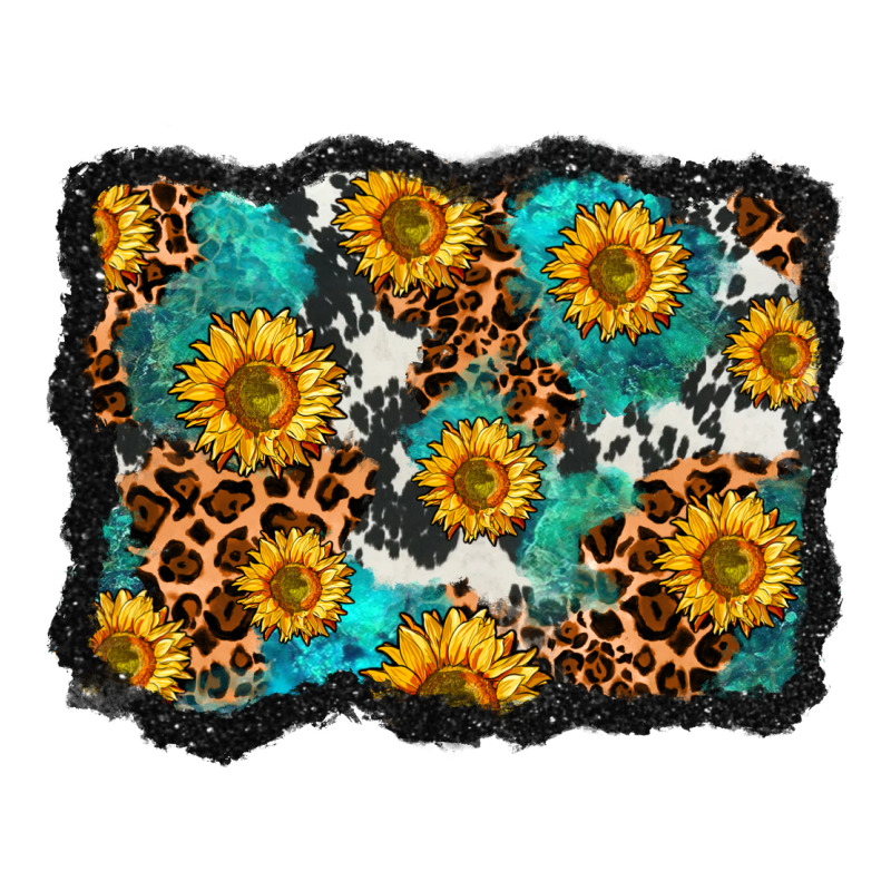 Cowhide Leopard Turquoise Sunflowers Pattern Olivia Long Sleeve Tee by OliviaCreatesArt | Teevron
