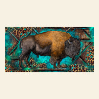 Bison With Leopard And Turquoise Vintage Tee | Teevron