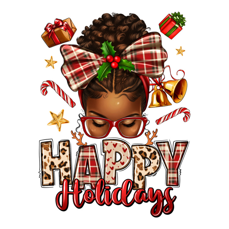 Happy Holidays Christmas Afro Messy Bun Premium Tee by texasbilliewilder | Teevron