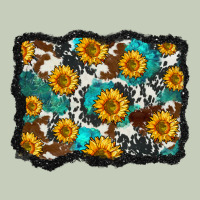 Cowhide  Turquoise Sunflowers Pattern Olivia Long Sleeve Tee | Teevron