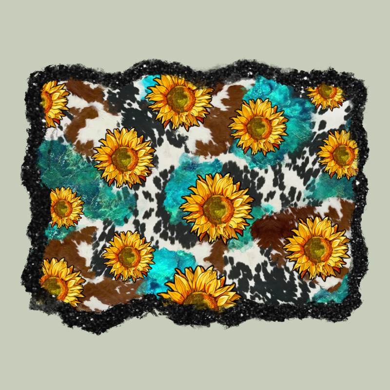Cowhide  Turquoise Sunflowers Pattern Olivia Long Sleeve Tee by OliviaCreatesArt | Teevron