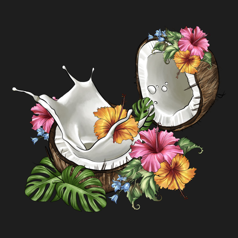 Coconut With Tropical Leavers And Flowers Heavyweight Hoodie by BarkalooDesign | Teevron
