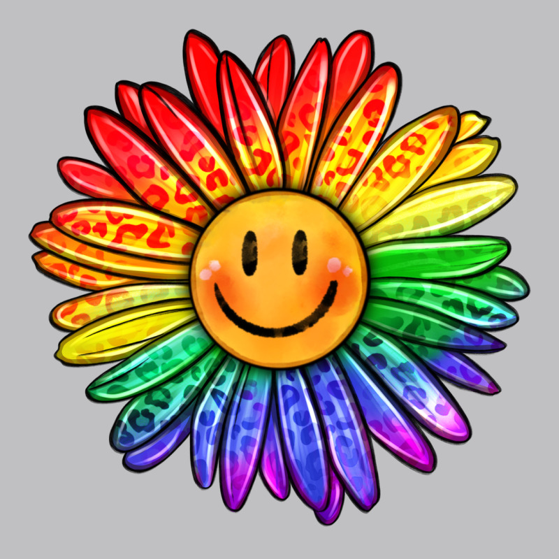 Rainbow Smiley Face Sunflower Long Sleeve Tee by OliviaCreatesArt | Teevron