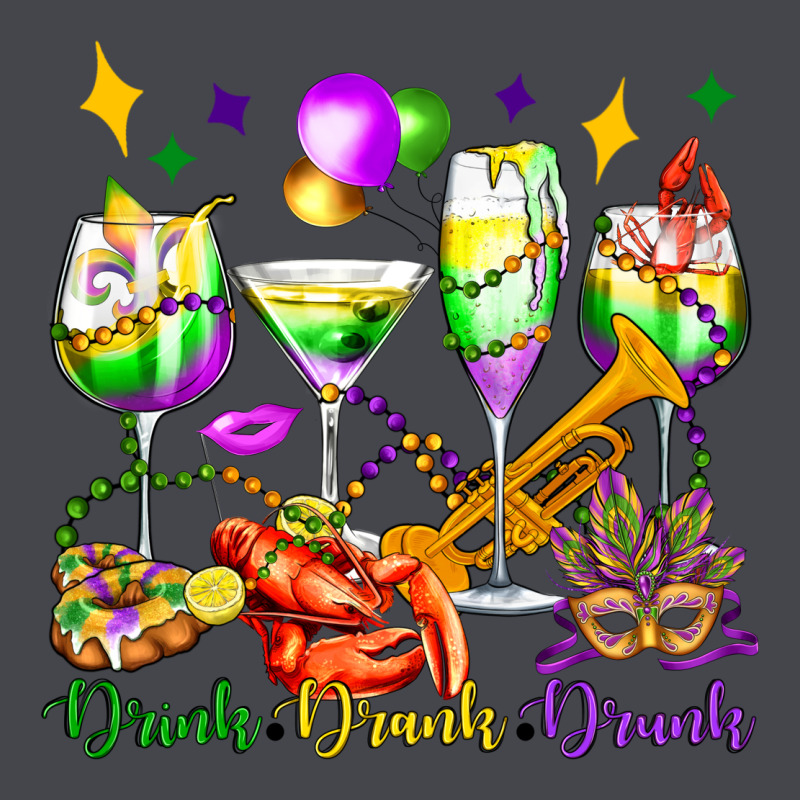 Drink Drank Drunk Mardi Gras Wine Glasses Olivia Long Sleeve Tee by OliviaCreatesArt | Teevron