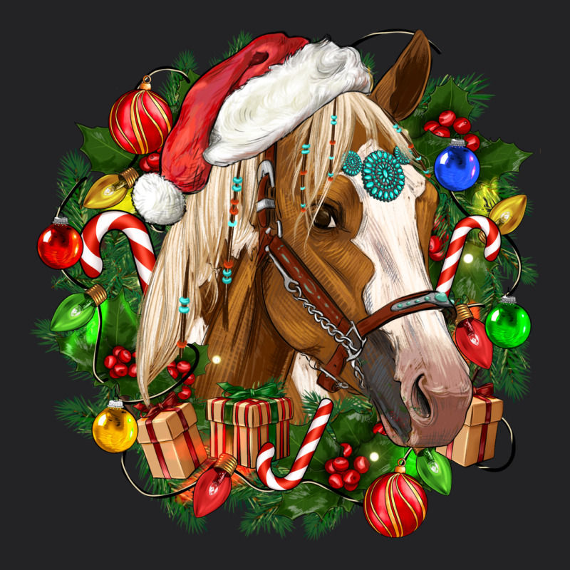 Horse Christmas Wreath Vintage Tee by CowGirlArtShop | Teevron