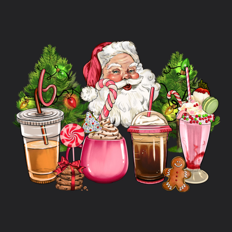 Pink Christmas Santa Coffe Cups Vintage Tee by CowGirlArtShop | Teevron
