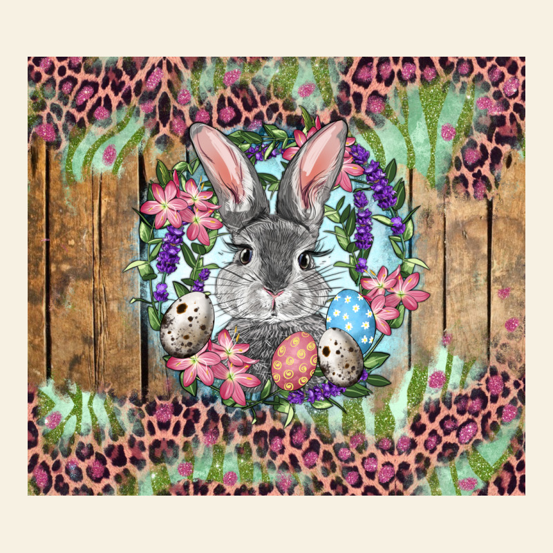 Easter Bunny With Floral Wreath And Leopard Vintage Tee by RanaPortraitStore | Teevron