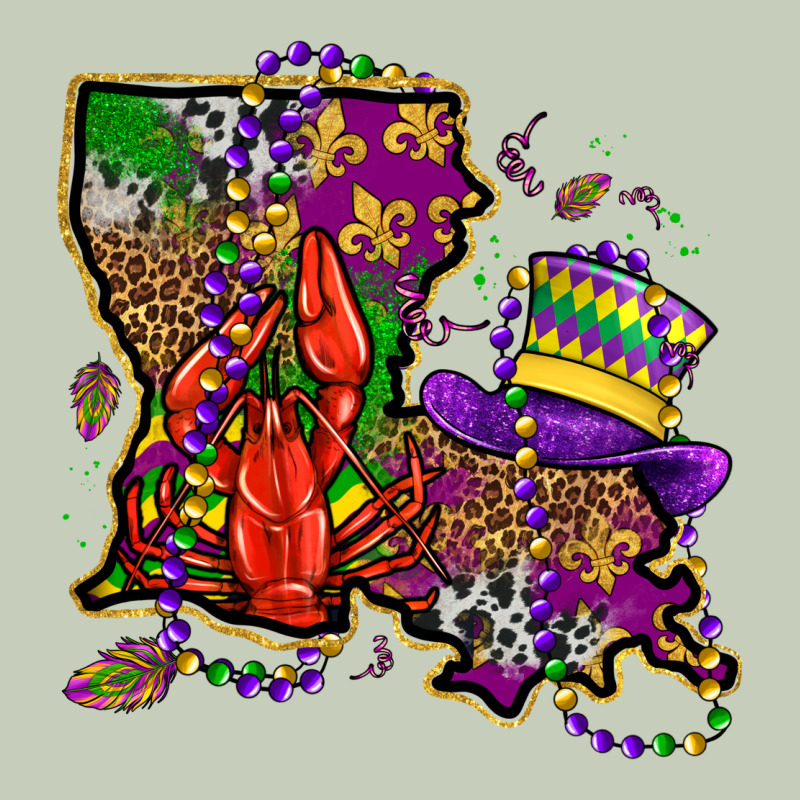 Mardi Gras Louisiana Map Long Sleeve Tee by OliviaCreatesArt | Teevron