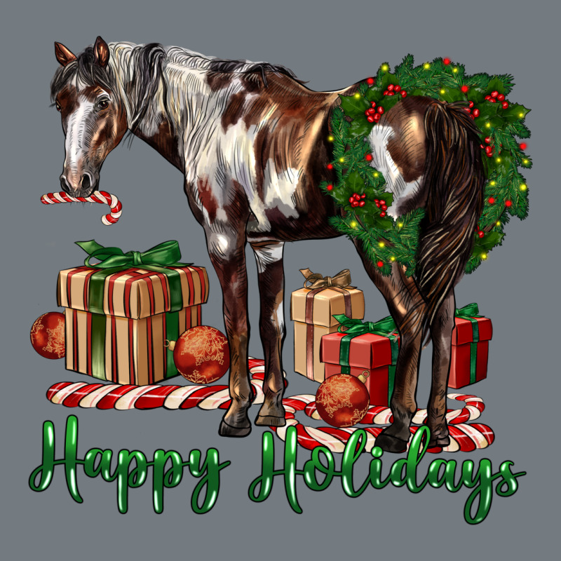Happy Holidays Mustang Horse Heavyweight Sweatshirt by LillyAllenDesigns | Teevron