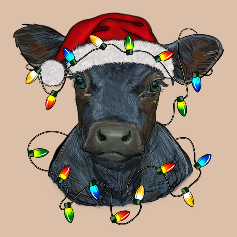 Christmas Baby Black Angus Calf With Lights Urban Heavy Tee by RanaPortraitStore | Teevron
