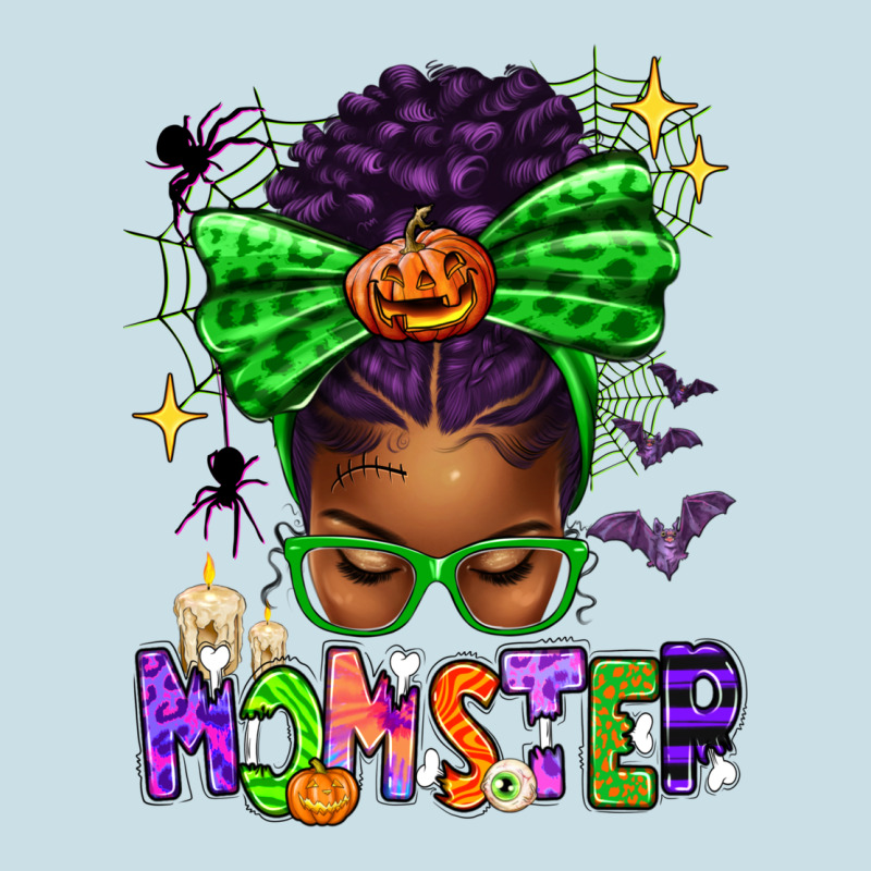 Halloween Afro Messy Bun Momster Ladies Tee by texasbilliewilder | Teevron