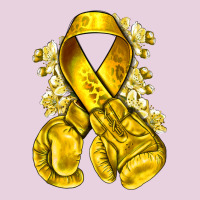 Childhood Cancer Yellow Ribbon With Boxing Gloves Ladies Tee | Teevron