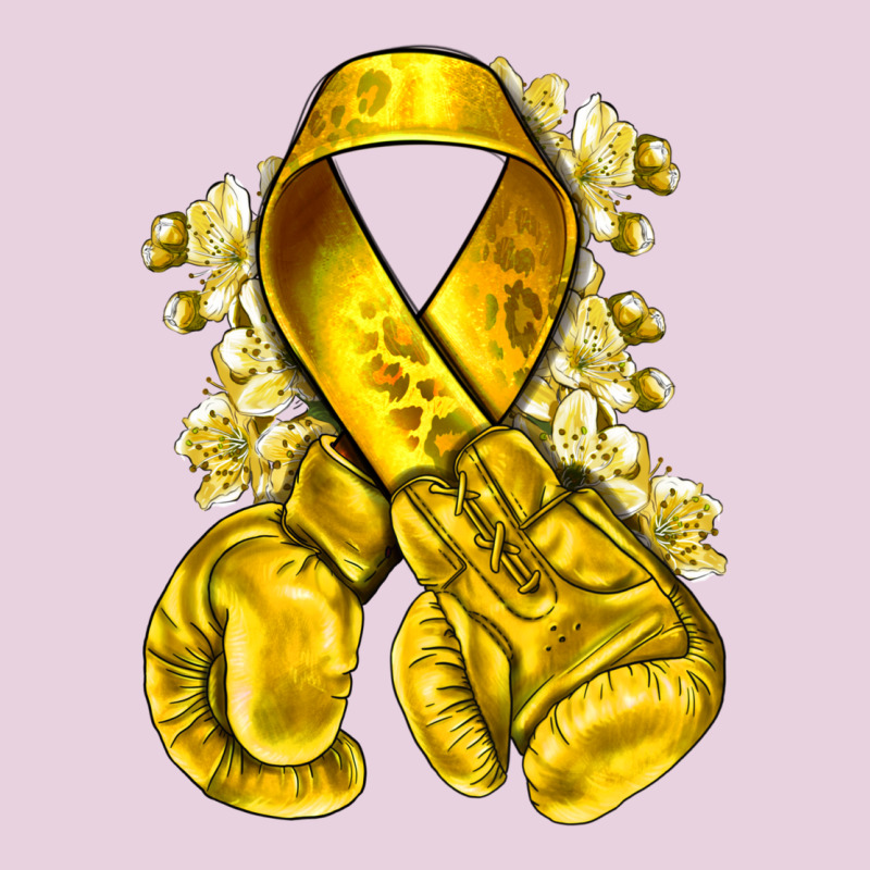Childhood Cancer Yellow Ribbon With Boxing Gloves Ladies Tee by NancyCooperArtShop | Teevron