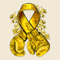 Childhood Cancer Yellow Ribbon With Boxing Gloves Ladies Tee | Teevron