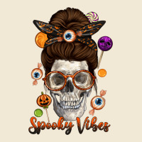 Spooky Vibes Skull Messy Bun Ladies Tee | Teevron