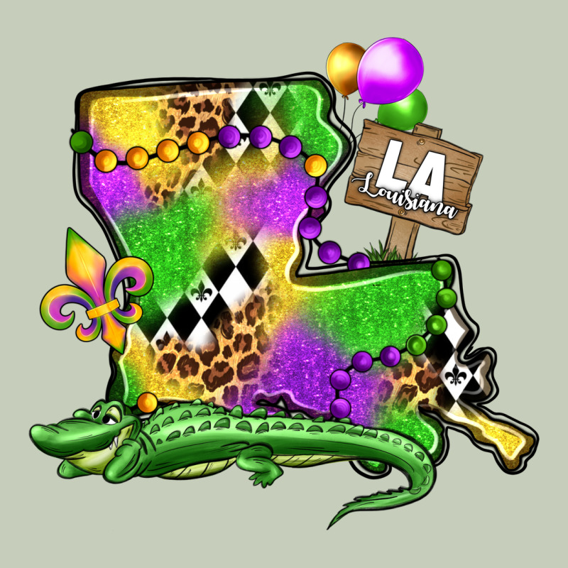 Louisiana Map Alligator Mardi Gras Olivia Long Sleeve Tee by OliviaCreatesArt | Teevron
