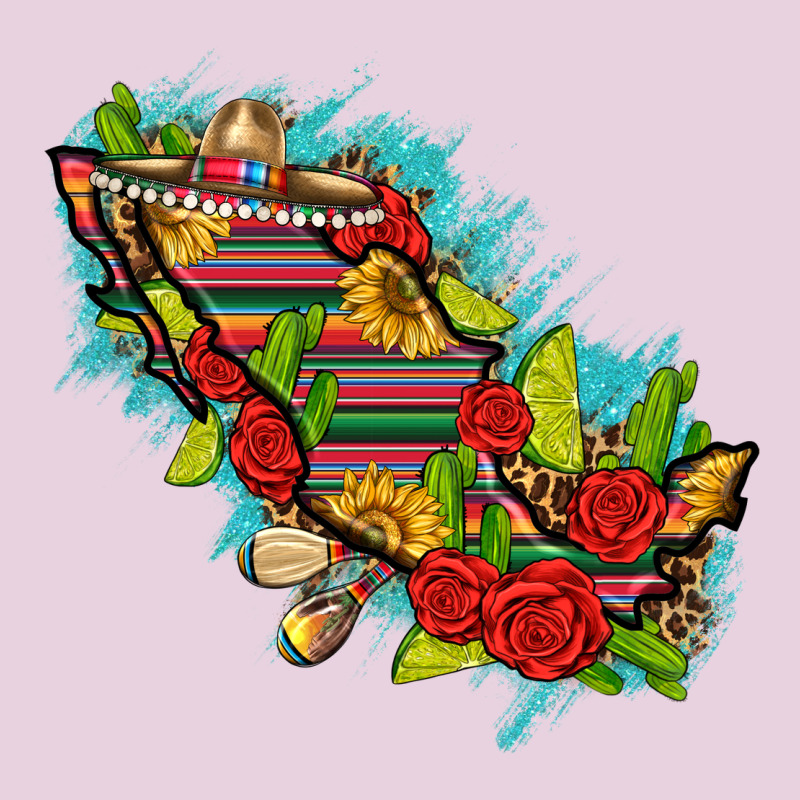 Mexico Map With Leopard And Sunflowers Ladies Tee by texasbilliewilder | Teevron
