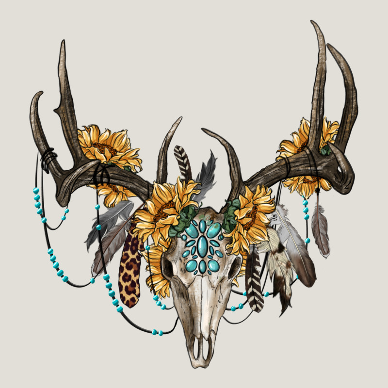 Boho Deer Skull Sunflowers And Gemstone Heavy Core Tee by RanaPortraitStore | Teevron