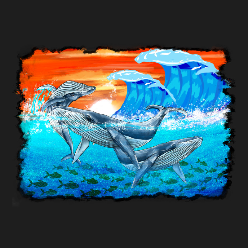 Humpback Whale And Wave Background Heavyweight Hoodie by BarkalooDesign | Teevron