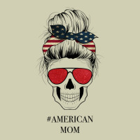 Glitter American Flag Patterned American Mom Skull Heavy Core Tee | Teevron