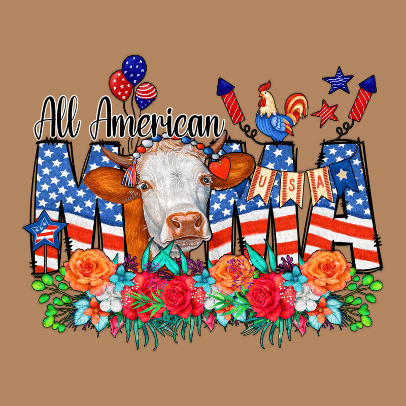 All American Mama Cow Flowers Long Sleeve Tee by CowCowDesign | Teevron