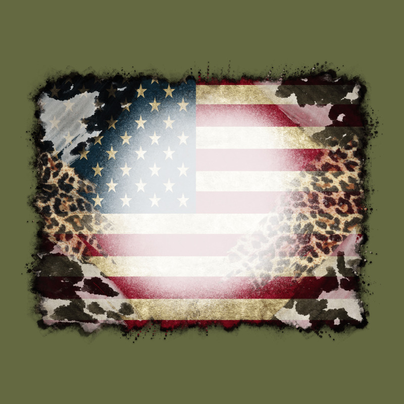 American Flag Cowhide Leopard Bleach Effect Long Sleeve Tee by CowCowDesign | Teevron