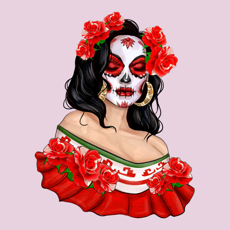 Mexicana Skull Girl With Roses Ladies Tee by texasbilliewilder | Teevron