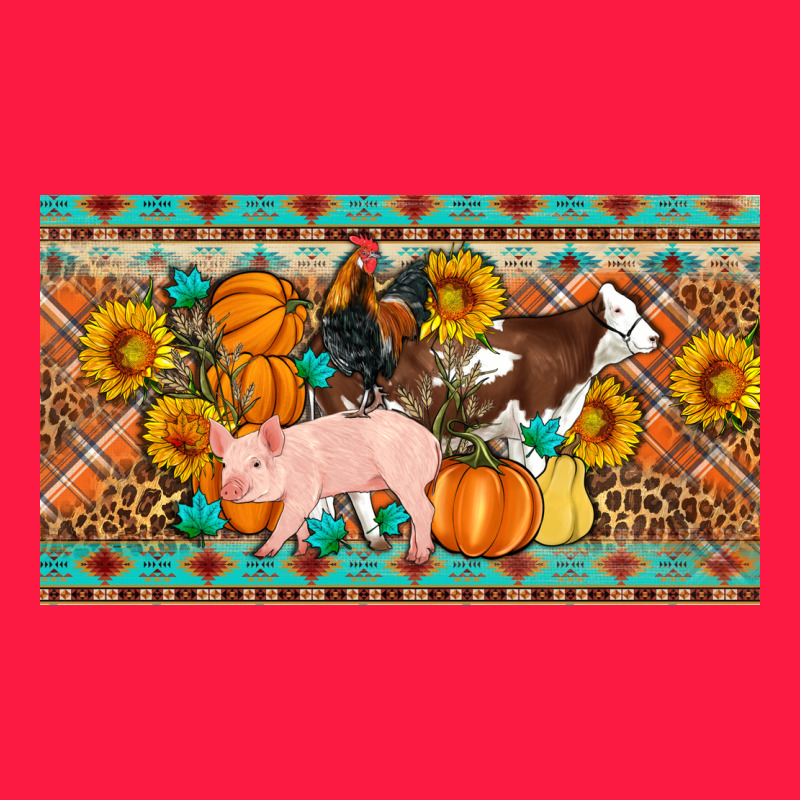 Fall Farm Animals Cow Pig Rooster Zipper Hoodie by Artiststas | Teevron
