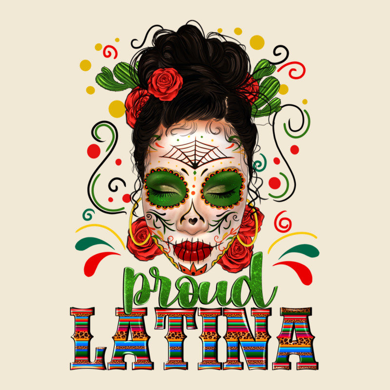 Proud Latina Skull Girl Messy Bun Ladies Tee by texasbilliewilder | Teevron