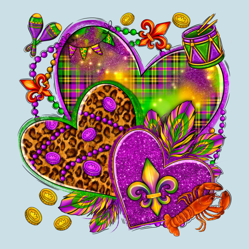 Mardi Gras Hearts Ladies Tee by NancyCooperArtShop | Teevron