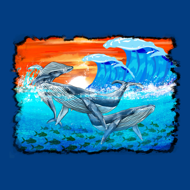 Humpback Whale And Wave Background Premium Sweatshirt by BarkalooDesign | Teevron