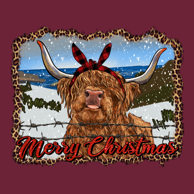 Merry Christmas Highland Cow With Farm Long Sleeve Tee by RanaPortraitStore | Teevron