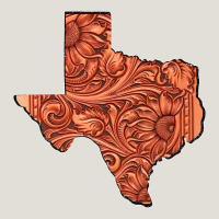 Texas Map Western Tooled Leather Pattern Heavy Core Tee | Teevron