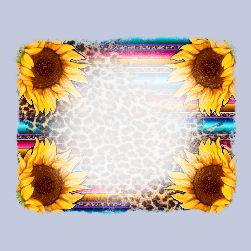 Serape Bleached Sunflowers Leopard Background Long Sleeve Tee by CowCowDesign | Teevron
