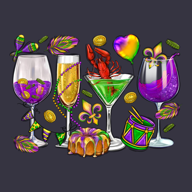 Mardi Gras Wine Glasses Vintage Hoodie by HowdyJamesFarm | Teevron