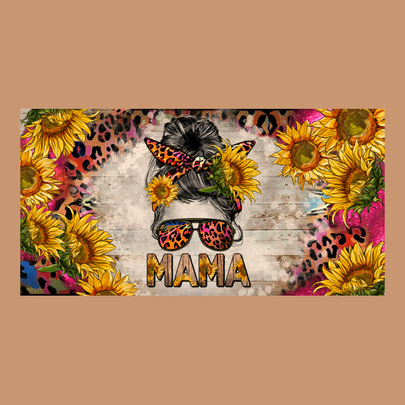Mess Bun Mama With Sunflowers And Colorful Leopard License Plate Heavyweight Hoodie by BarkalooDesign | Teevron