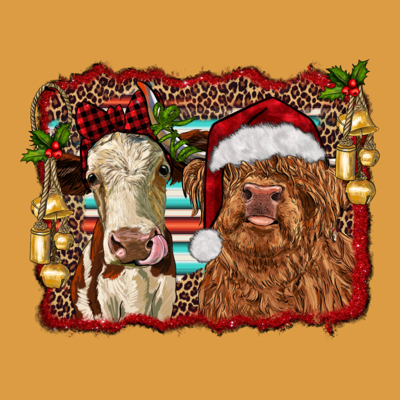 Christmas Heifer And Highland Cow With Serape Background Urban Heavy Tee by RanaPortraitStore | Teevron