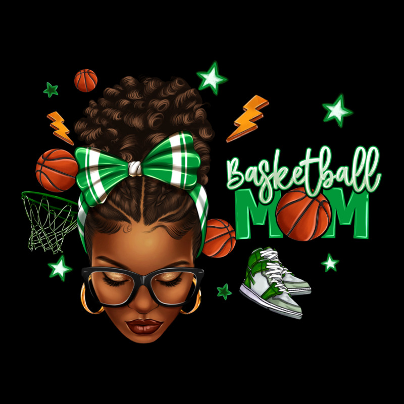 Afro Messy Bun Full Face Basketball Mom Ladies Tee by texasbilliewilder | Teevron