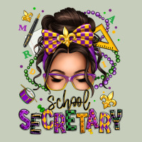 Mardi Gras School Secretary Caucasian Messy Bun Ladies Tee | Teevron
