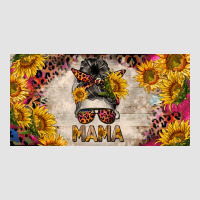 Mess Bun Mama With Sunflowers And Colorful Leopard License Plate Premium Sweatshirt | Teevron