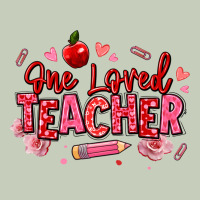 One Loved Teacher Afro Messy Bun Ladies Tee | Teevron