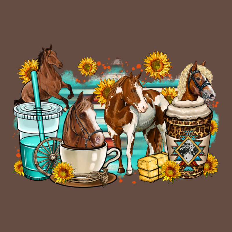 Horses Coffee Cups Long Sleeve Tee by OliviaCreatesArt | Teevron