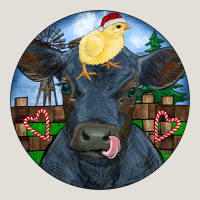 Black Angus Cattle With Santa Chick Christmas Heavy Core Tee | Teevron