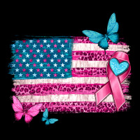 American Flag Breast Cancer With Ribbon Ladies Tee | Teevron