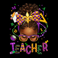 Mardi Gras Teacher Afro Messy Bun Ladies Tee | Teevron