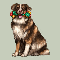 Australian Shepherd With Rope Toy Ladies Tee | Teevron