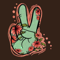 Green Glitter Floral Peace Sign Heavy Core Tee | Teevron