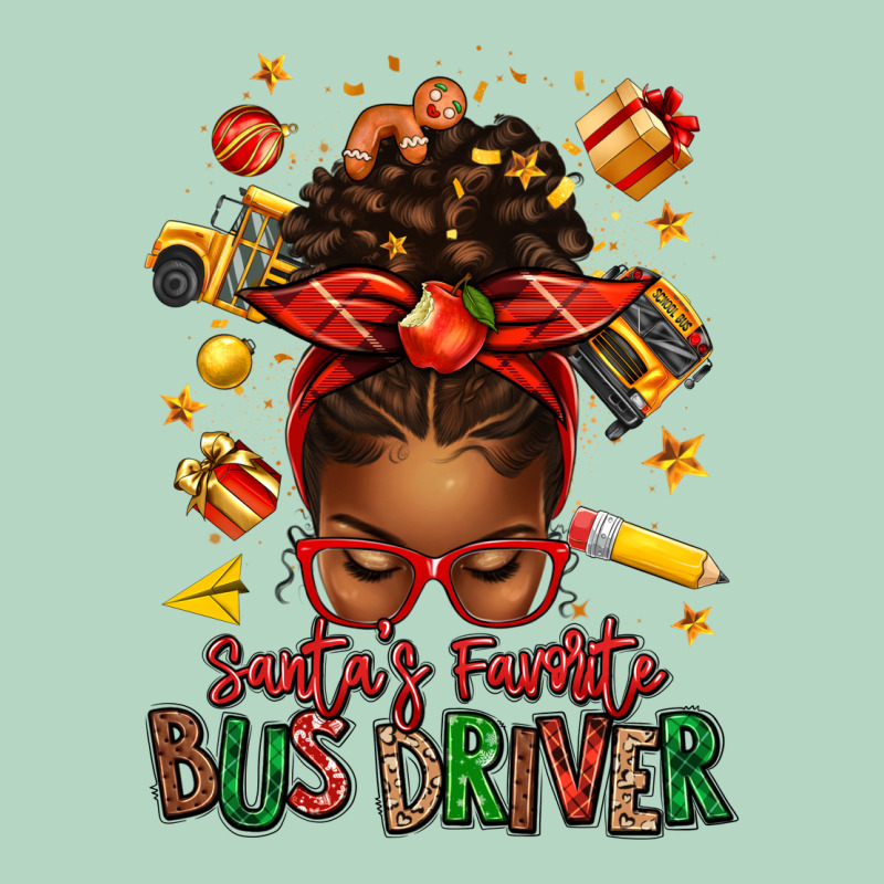 Santas Favorite School Bus Driver Afro Messy Bun Classic Tee by texasbilliewilder | Teevron