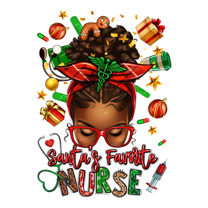 Santa's Favorite Nurse Afro Messy Bun Classic Tee by texasbilliewilder | Teevron